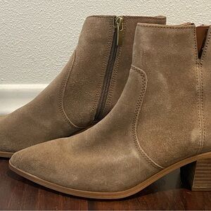Franco Sarto Tan Suede Ankle Boots